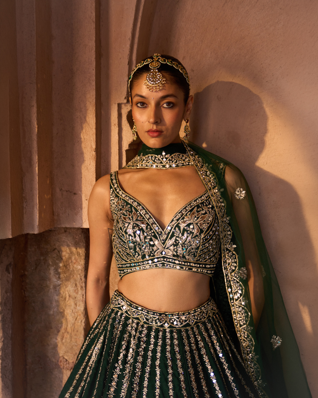 Angad Singh - ZAMURRUD — Emerald Green Raw Silk Lehenga Set From Zariya