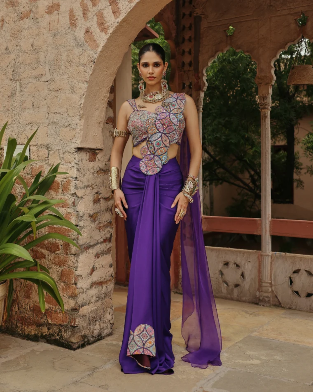 Label Moni K - Mandala Drape Saree From Naqsh
