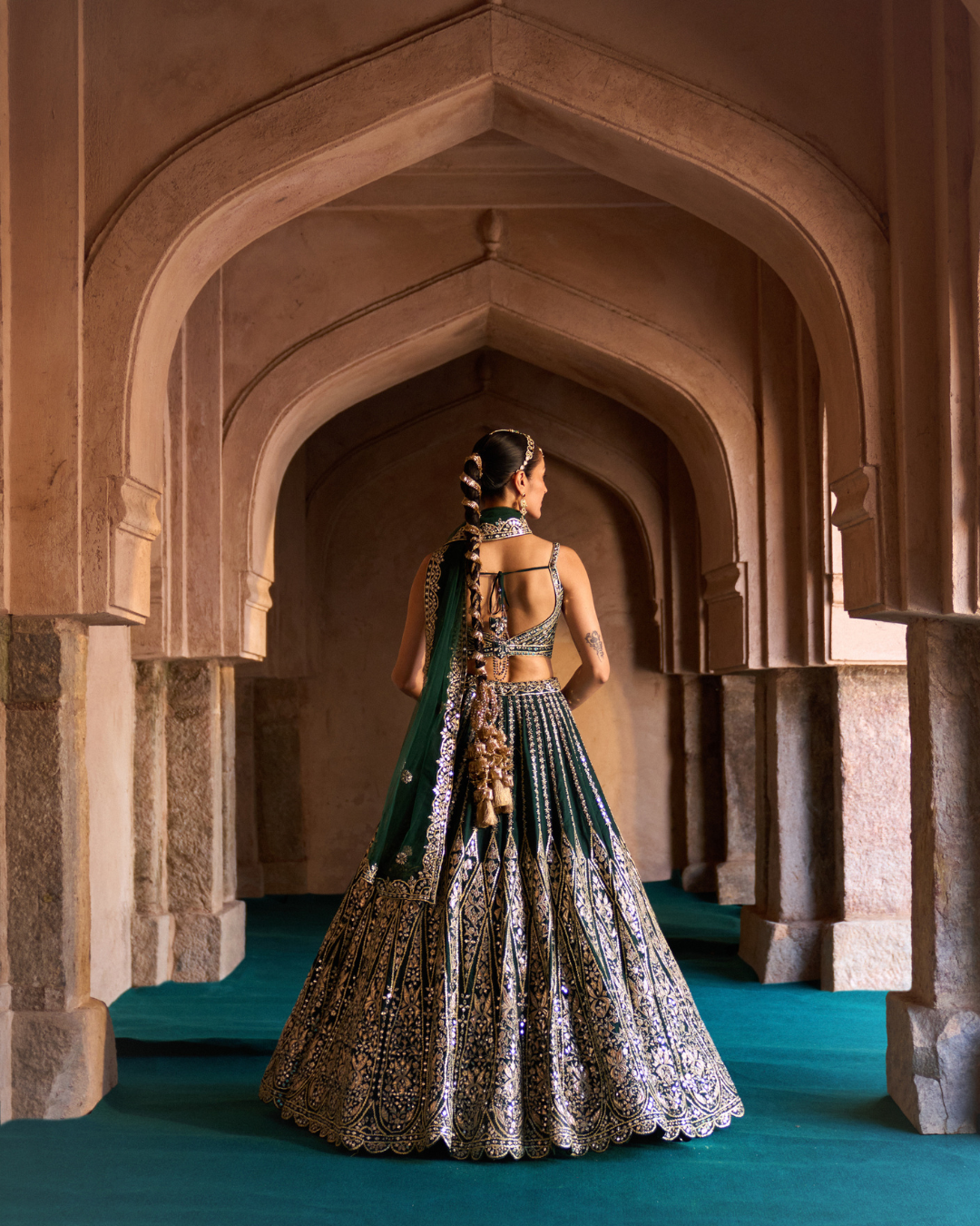 Angad Singh - ZAMURRUD — Emerald Green Raw Silk Lehenga Set From Zariya