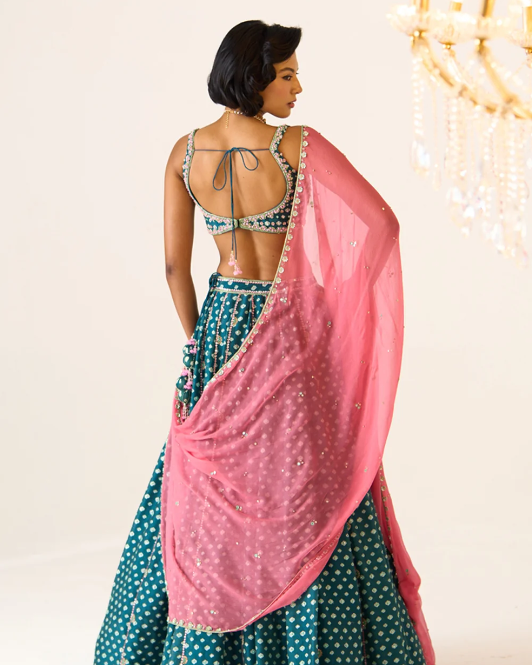 Prevasu - Teal Printed Lehenga Set From Gulabo