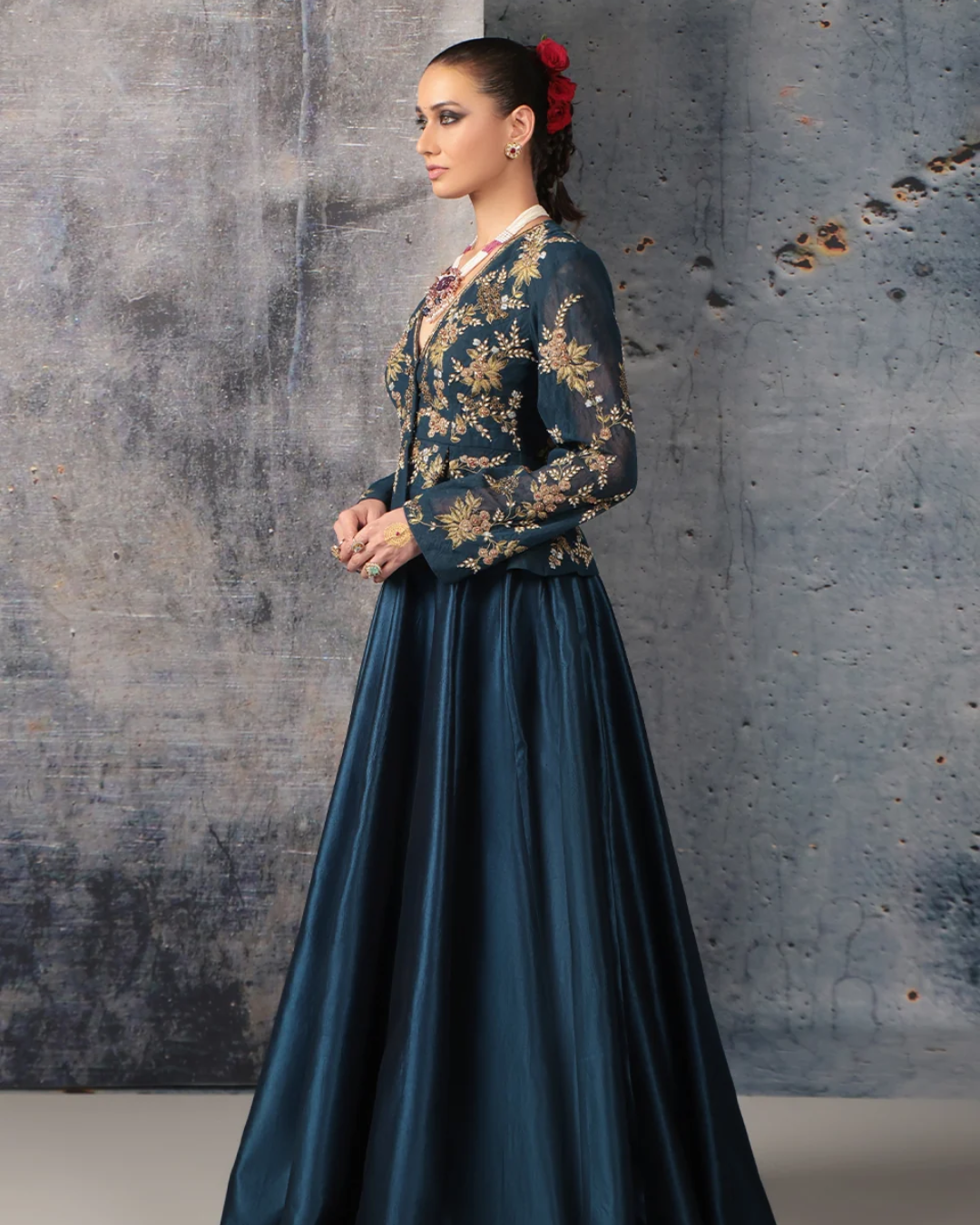 Niti Bothra - Zar-Rang Blue Peplum Lehenga Set