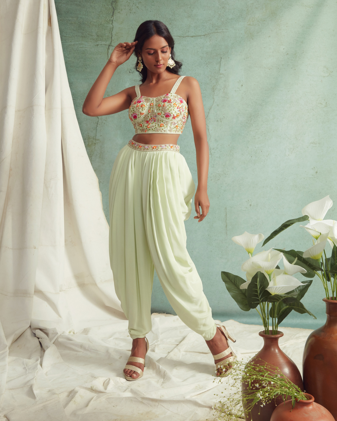 Priyanka Jain - Dhoti Pants With Crop Top And Cape, And A Belt To Style From Love Of Tomorrow