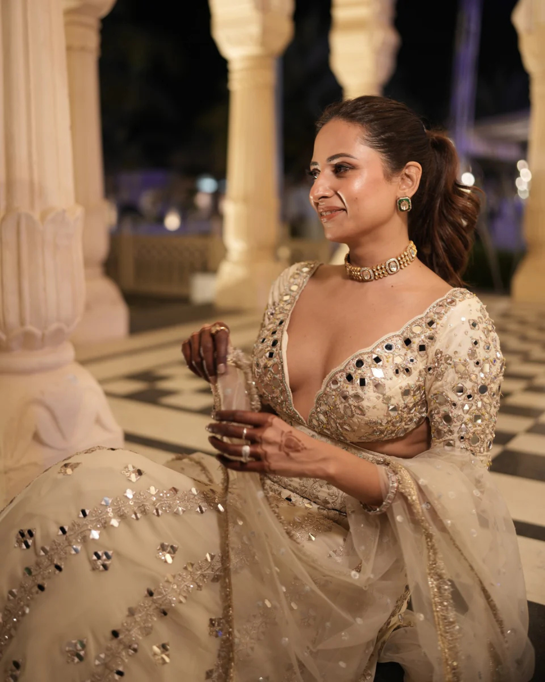 Gopi Vaid - Sargun Mehta in Aasmi Anarkali Set From Jhilmil