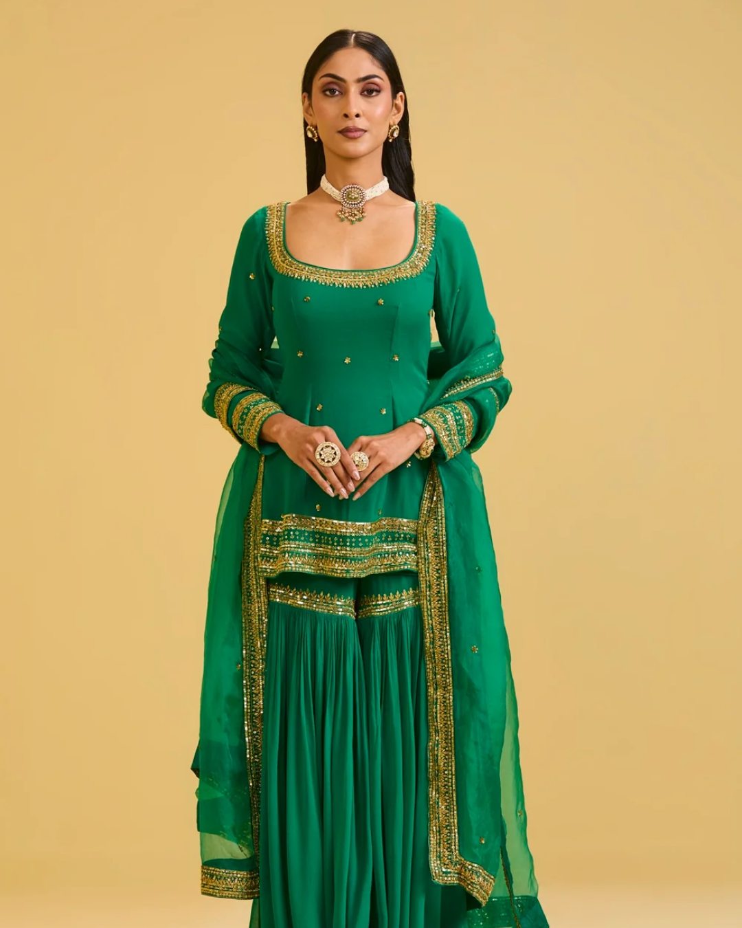 Esha Koul - Green Sharara Set From Naaz