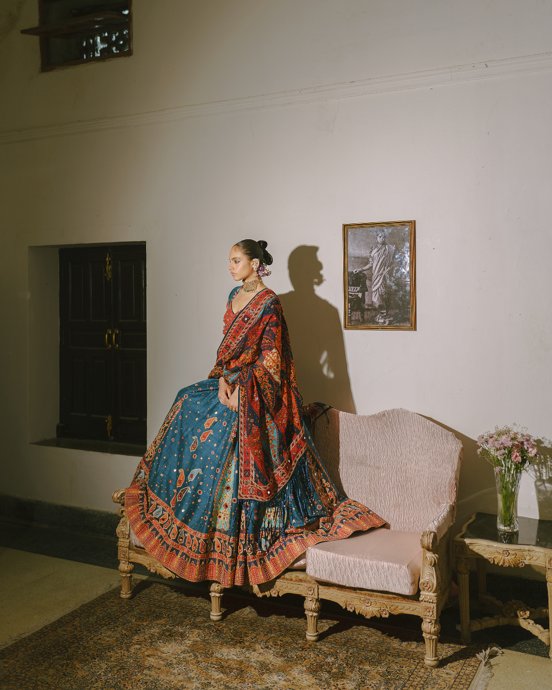 Aditi Gupta - Dark Teal Paisley Lehenga Set