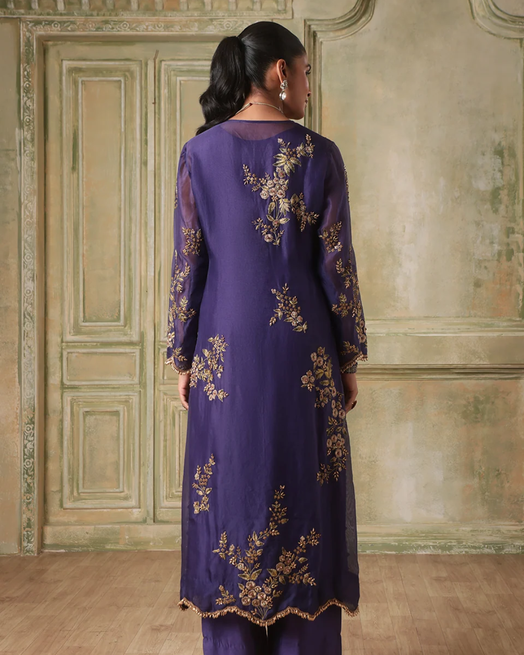Niti Bothra - Zar-Rang Purple Multicolor Jaal Kurta Set
