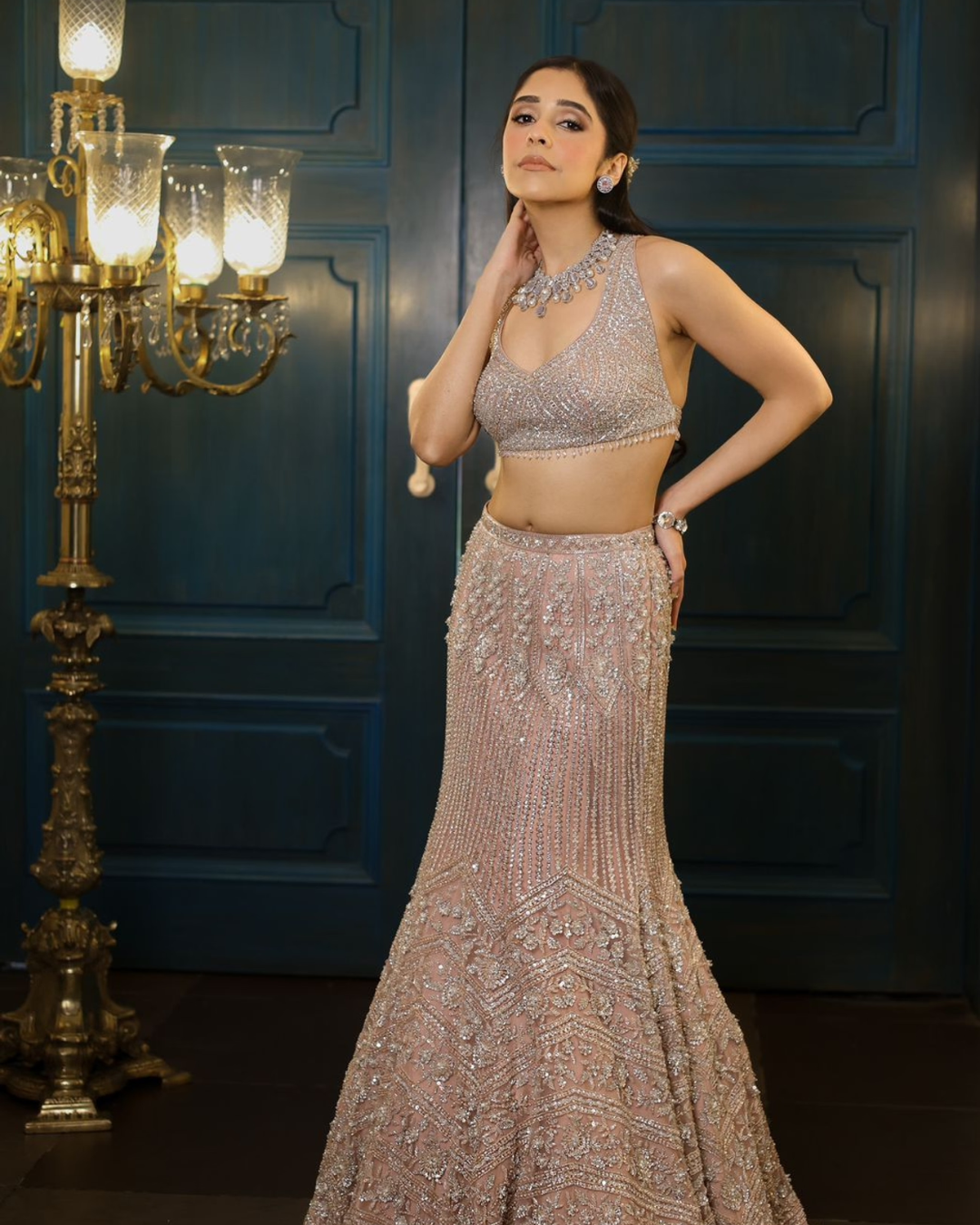 Isa by Dolly Wahal - Powder Pink Fishcut Lehenga From Fiza