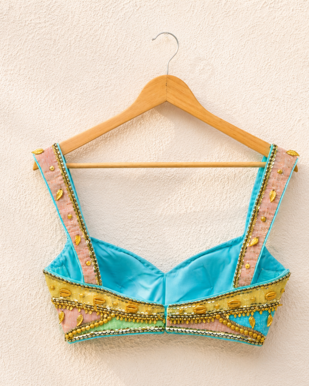 Anisha Shetty - Sky Blue Lehenga With Multicolour Cutdana Blouse
