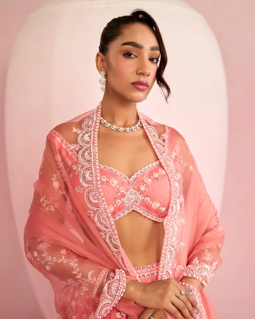 Prevasu - Peach Lehenga Set From Solene