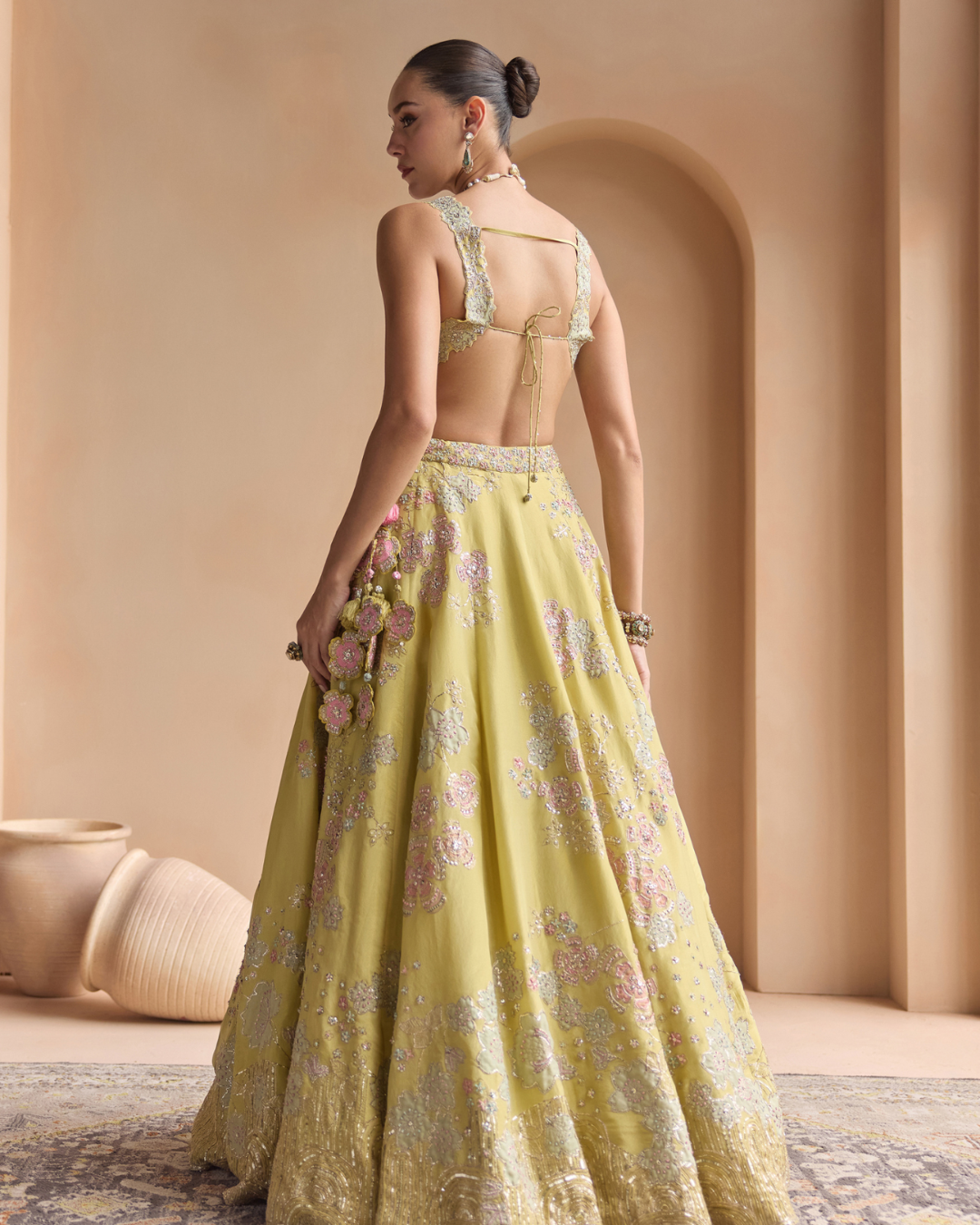 Osaa By Adarsh - Citrus Yellow Embroidered Lehenga Set From Off The Record