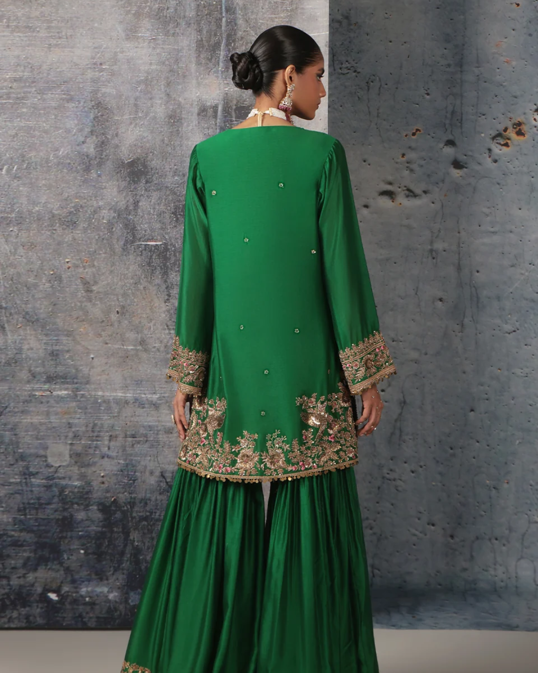 Niti Bothra - Zar-Rang Green Heavy Sharara Set