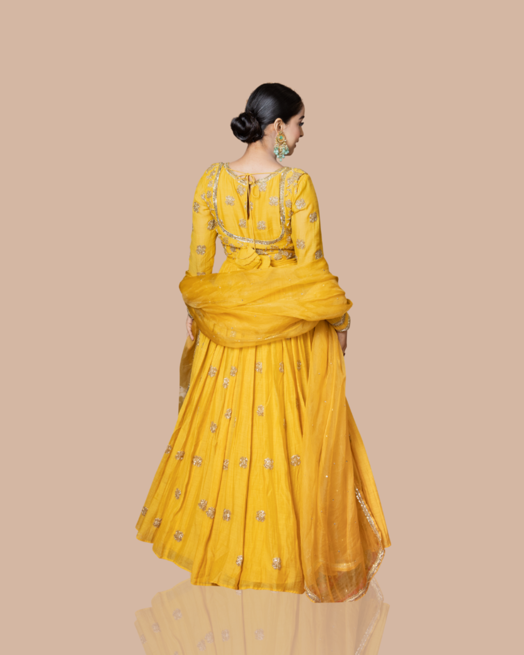 Sonali Bansal - Mustard yellow anarkali set with short jacket and dupatta From Wedding Capsule