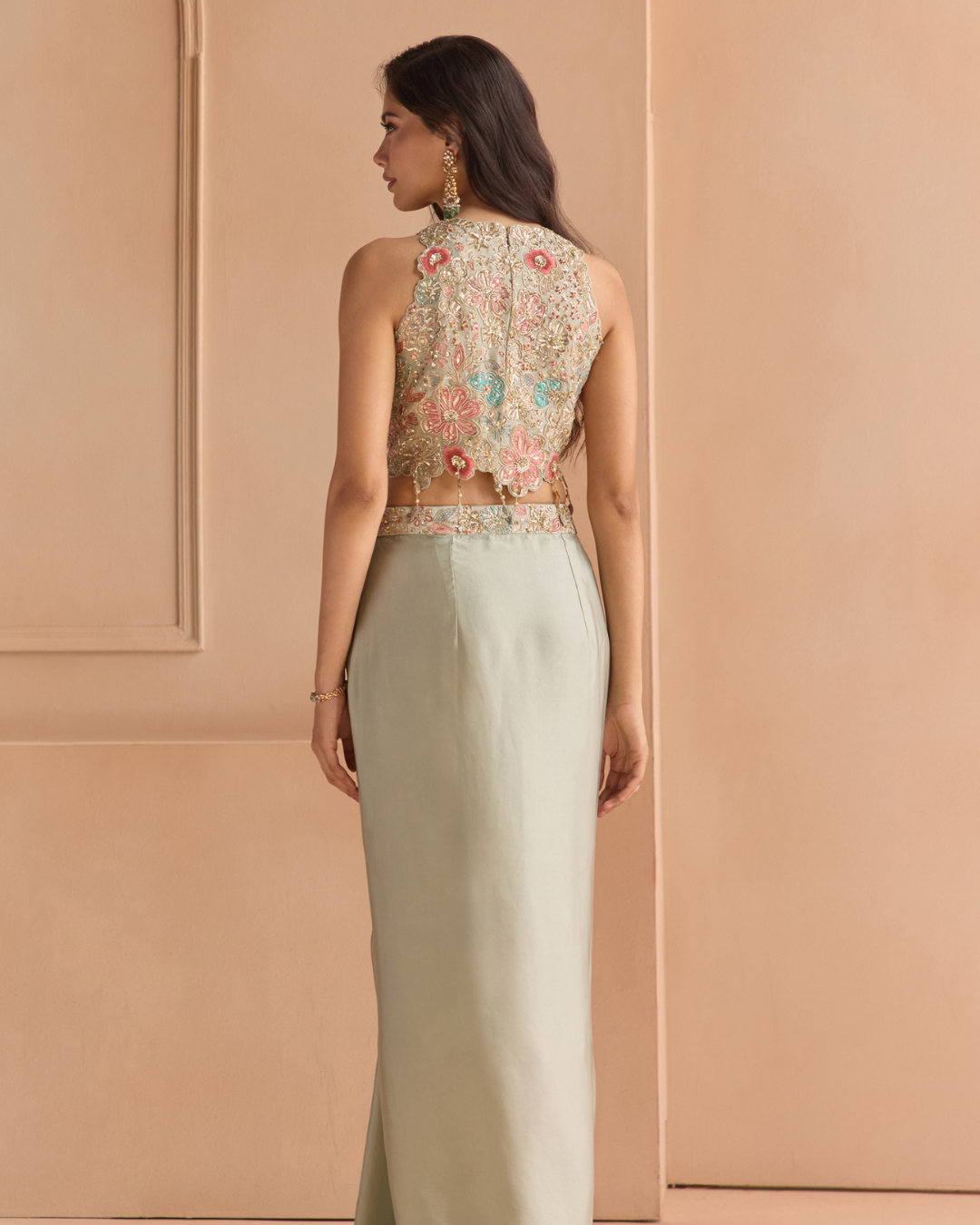 Osaa By Adarsh - Mist Blue Embroidered Top & Skirt Set From Off The Record