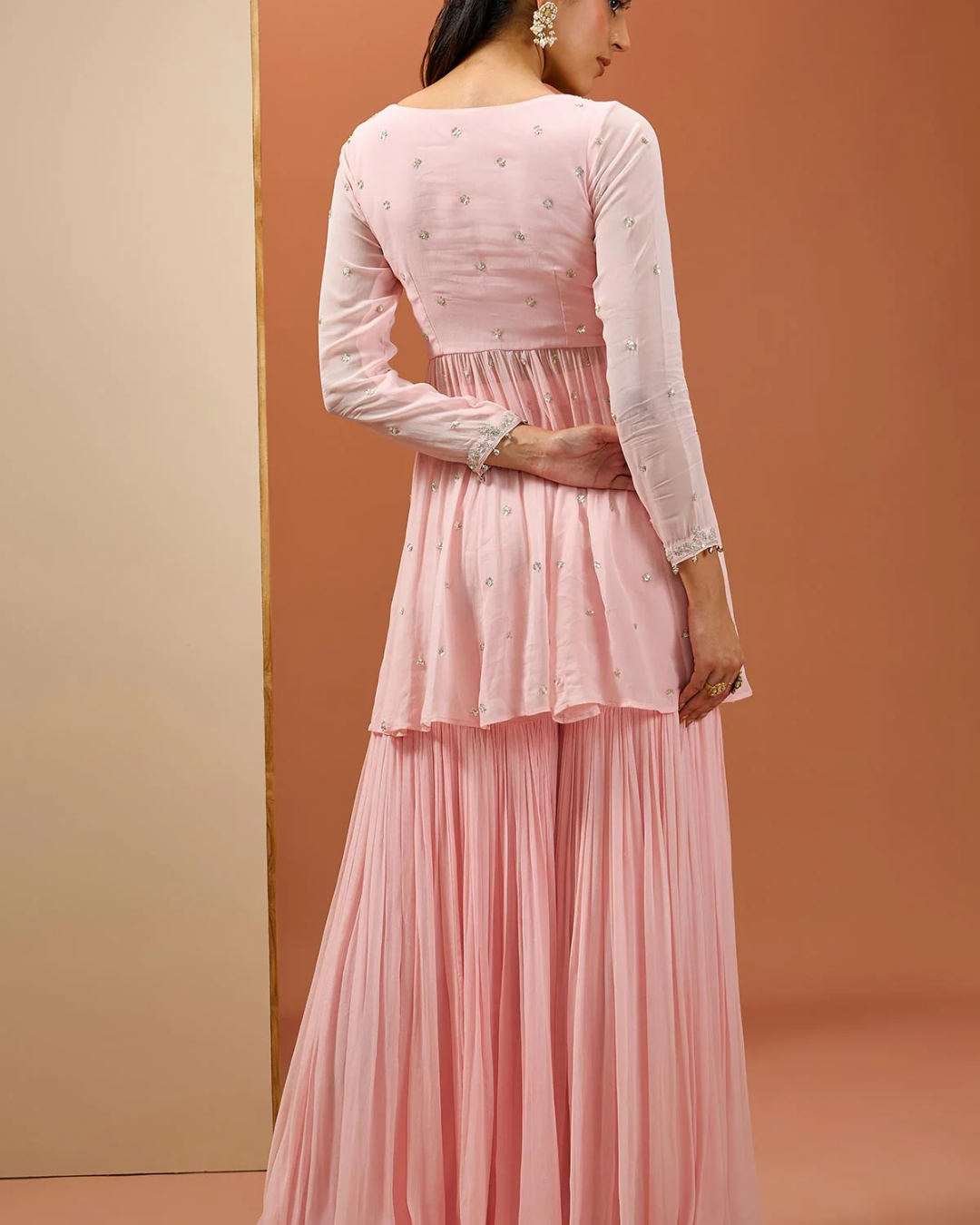 Esha Koul - Baby Pink Peplum Set From Noor