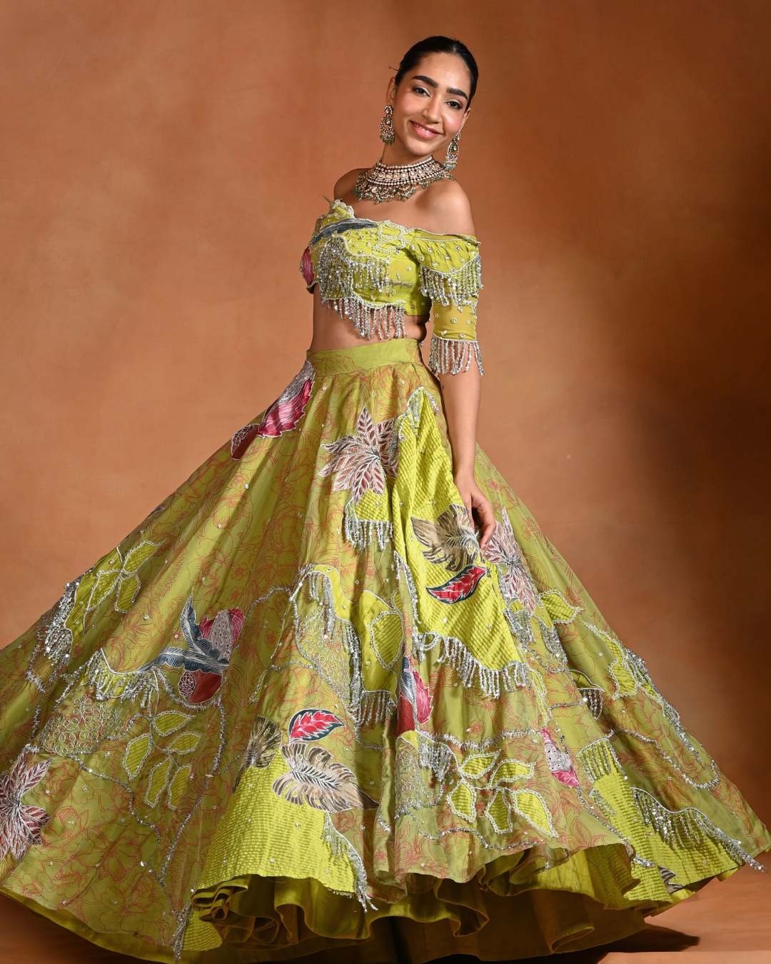 Rishi and Vibhuti - Brat Lime Lehenga From Ek Main Aur Ek Tu