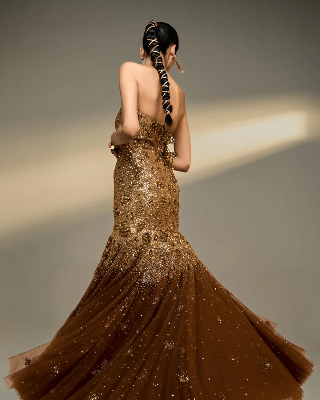 Prevasu - Copper Gold Gown From The Mocha Edit