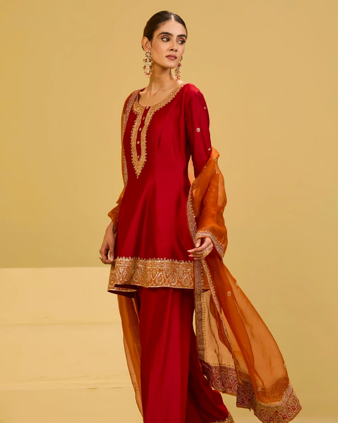 Esha Koul - Red & Orange Salwar Set From Naaz