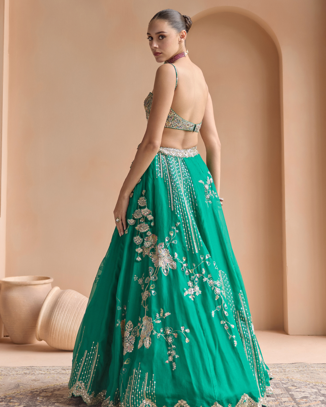 Osaa By Adarsh - Jewel Green Embroidered Lehenga Set From Off The Record