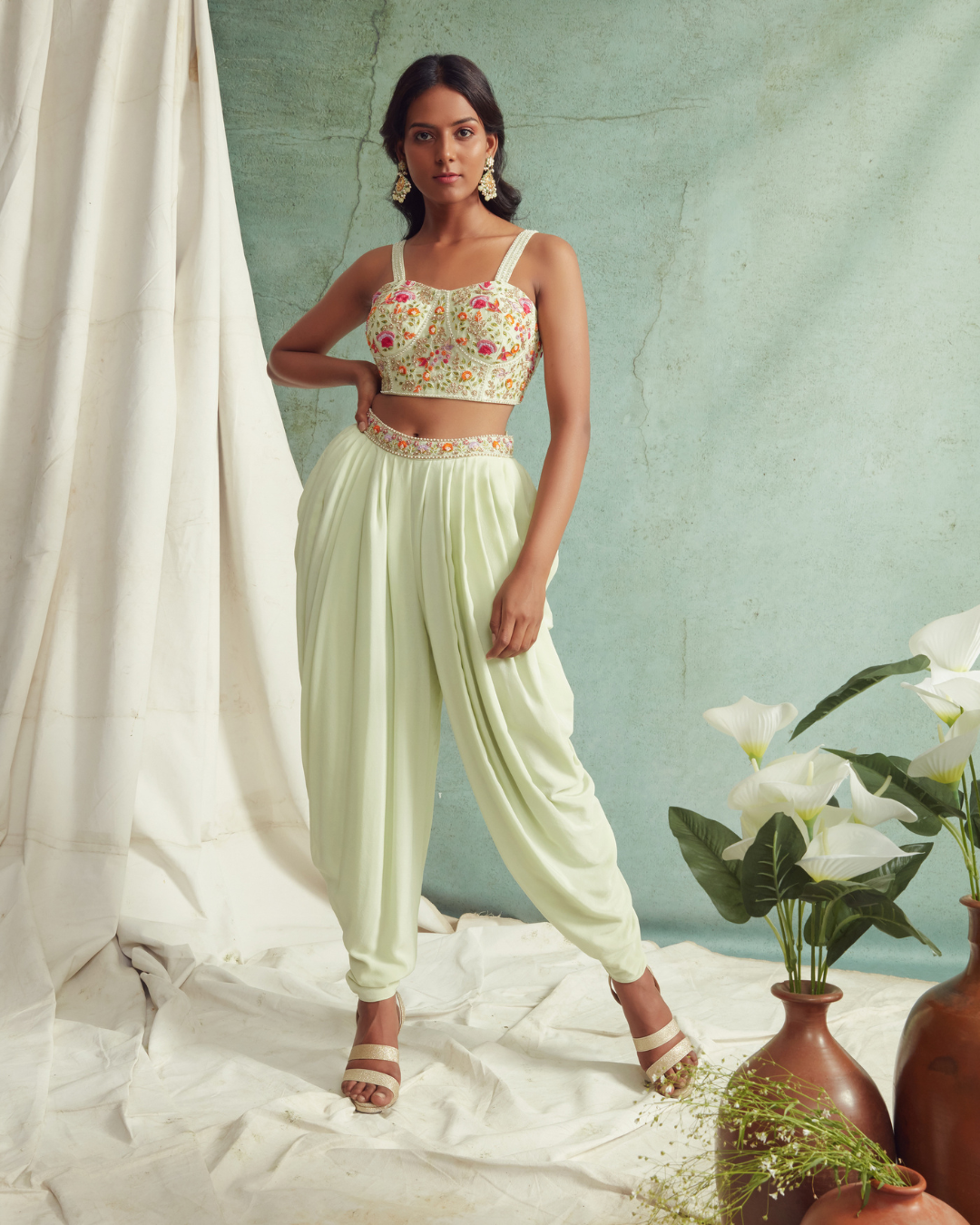 Priyanka Jain - Dhoti Pants With Crop Top And Dupatta From Love Of Tomorrow