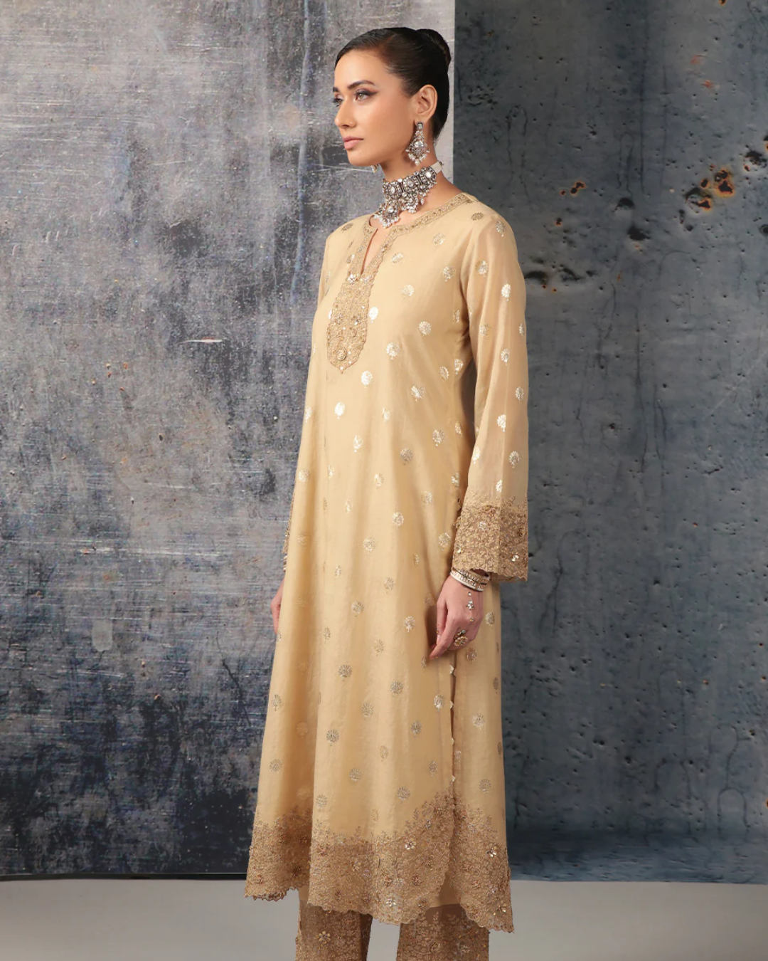 Niti Bothra - Mehrang Ivory Farshi Kurta Set