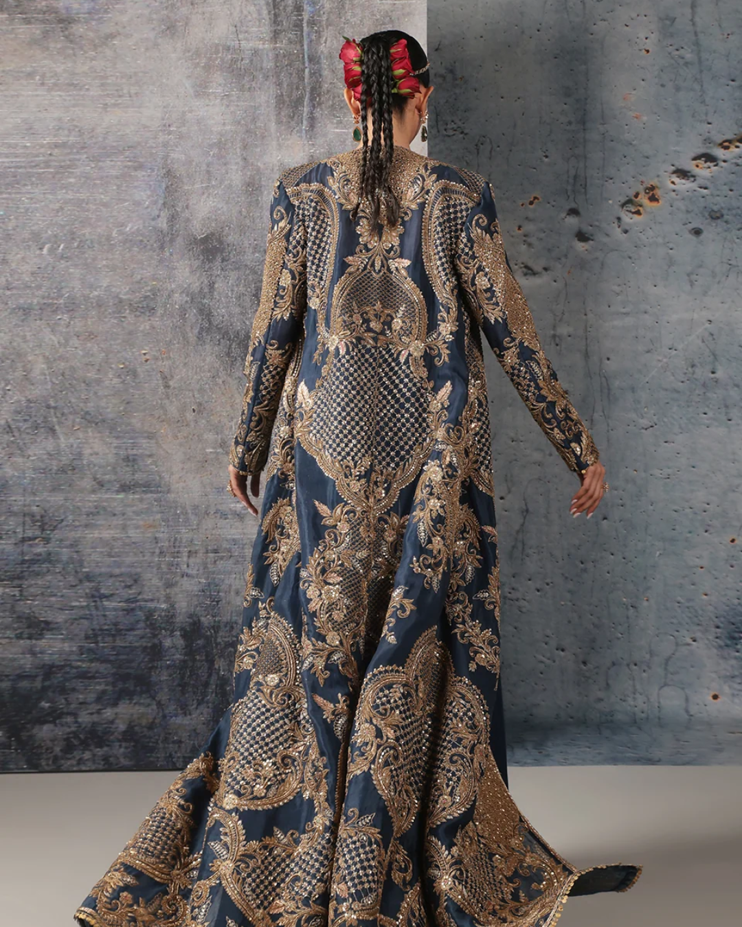 Niti Bothra - Zar-Rang Blue Long Jacket Set