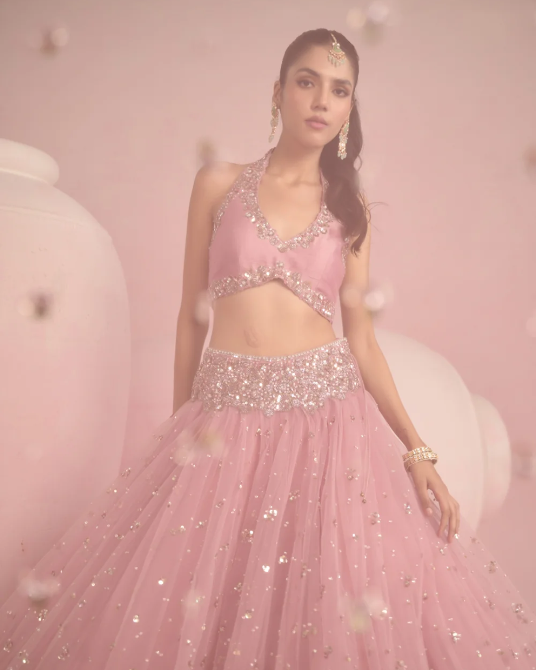 Prevasu - Soft Pink Lehenga Set From Solene