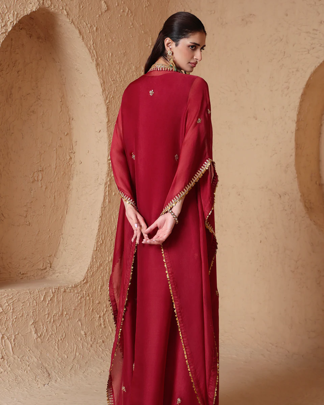 Niti Bothra -  Mehrang Maroon Kaftan Set