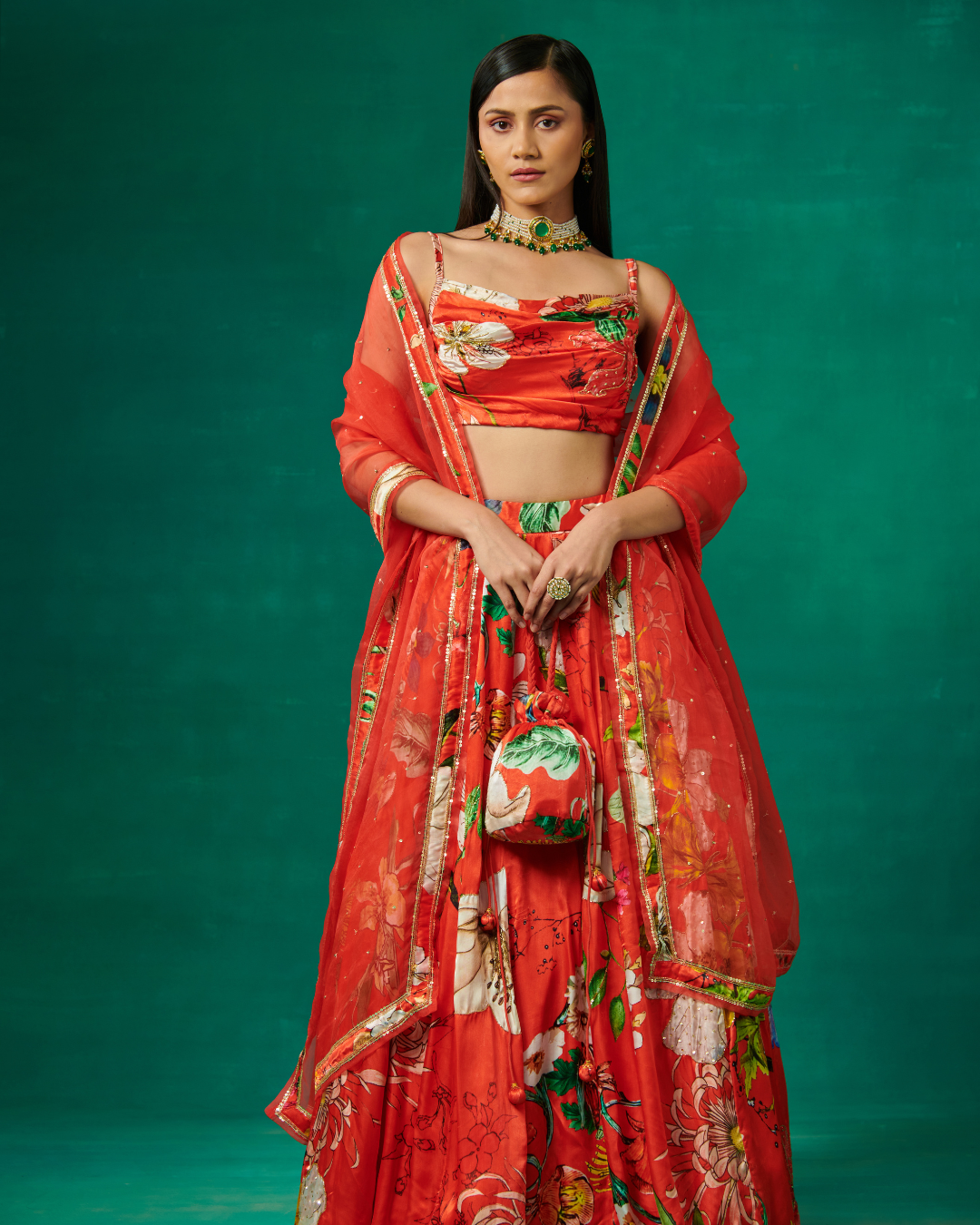 Sonali Bansal - Orange lehenga and blouse set with dupatta From Bageecha