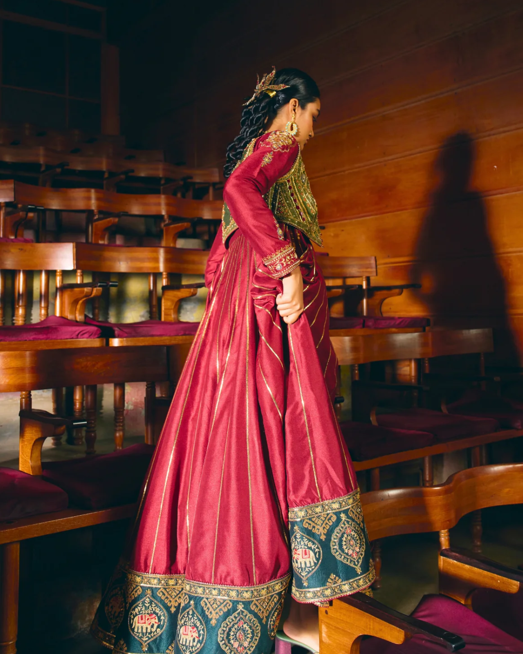 Aditi Gupta - Samarpana Red Anarkali Jacket Set From Chitrakatha