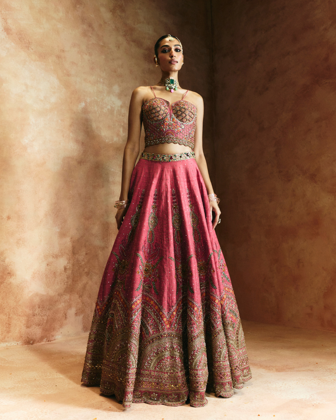 Aman Takyar - Carrot Lehenga Set From Today's Sindh