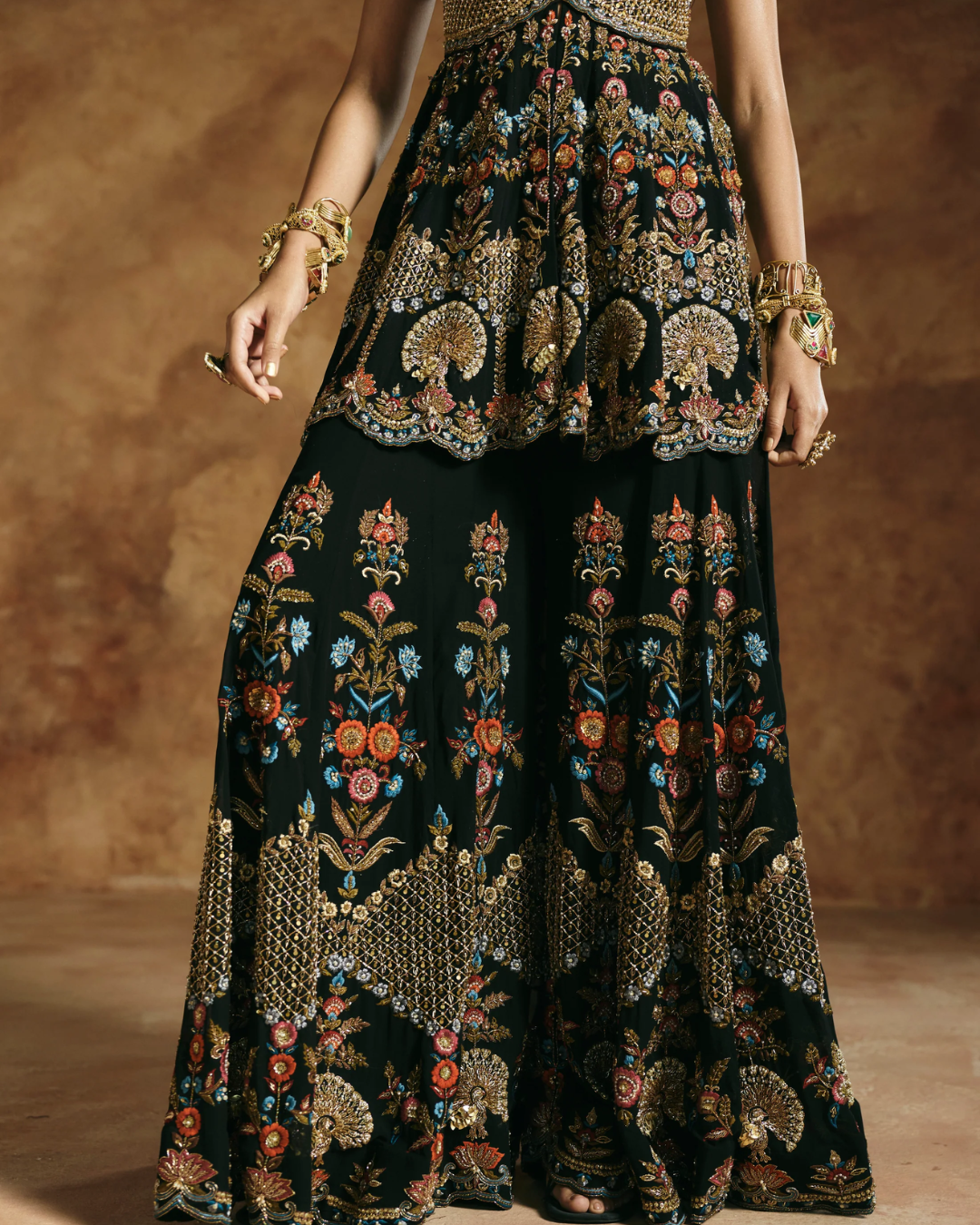 Aman Takyar - Black Sharara Set From Today's Sindh