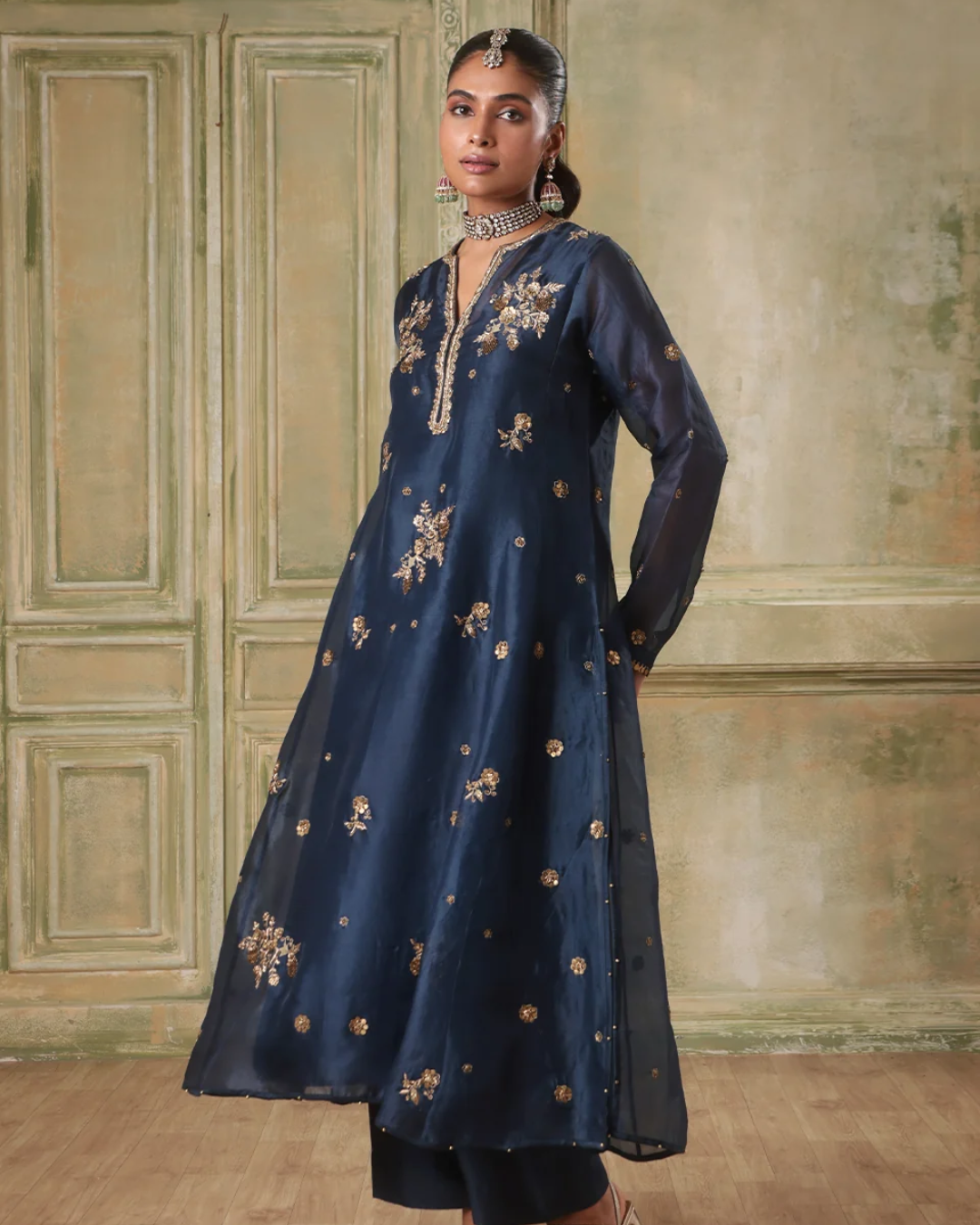 Niti Bothra - Zar-Rang Blue Phool Kurta Set