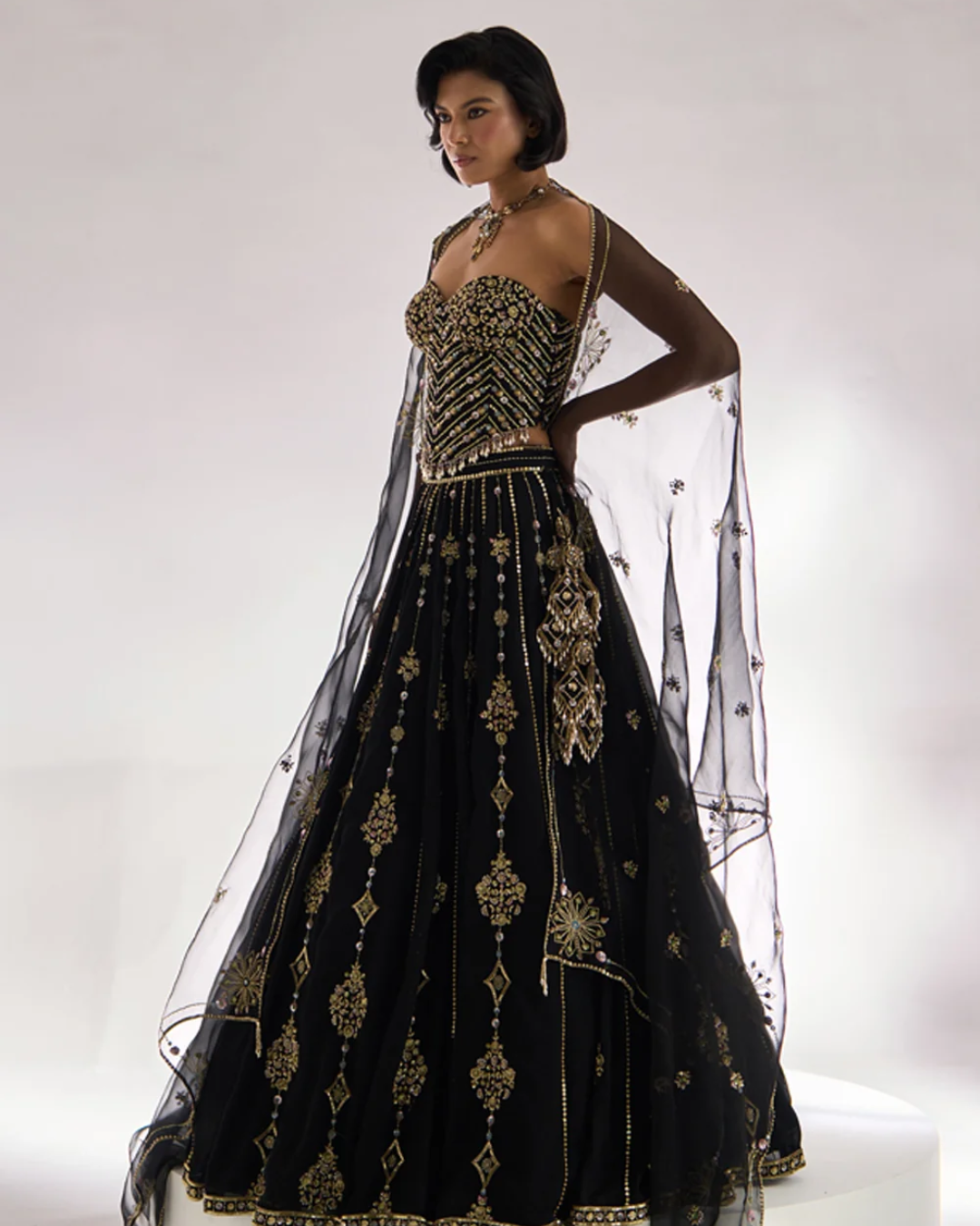 Prevasu - Black Corset Lehenga From Silsila