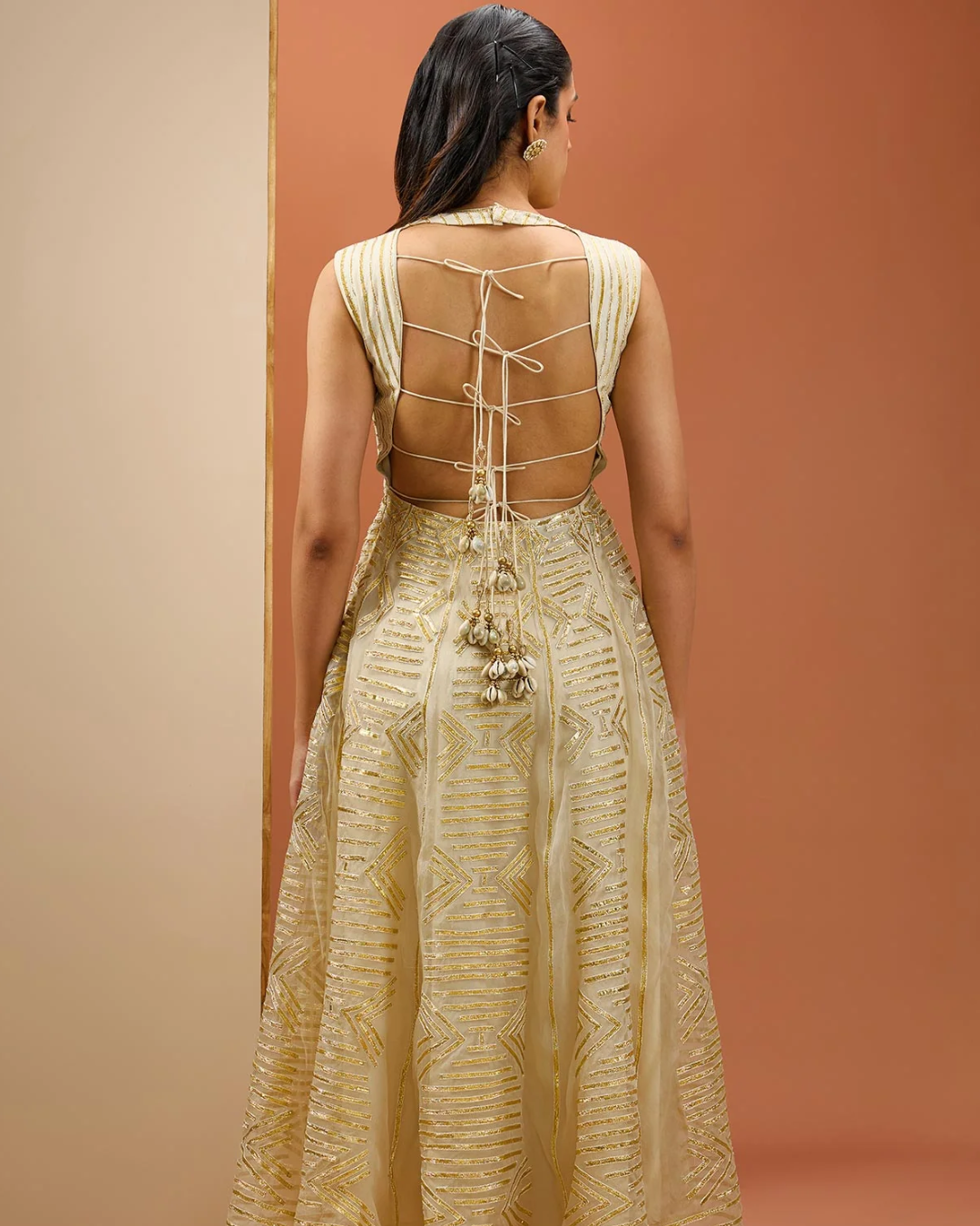 Esha Koul - Offwhite Golden Lasses Anarkali set From Noor