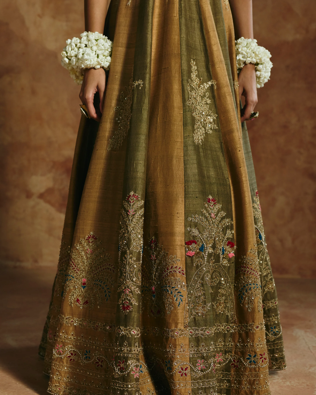 Aman Takyar - Rust Green Anarkali Set From Today's Sindh