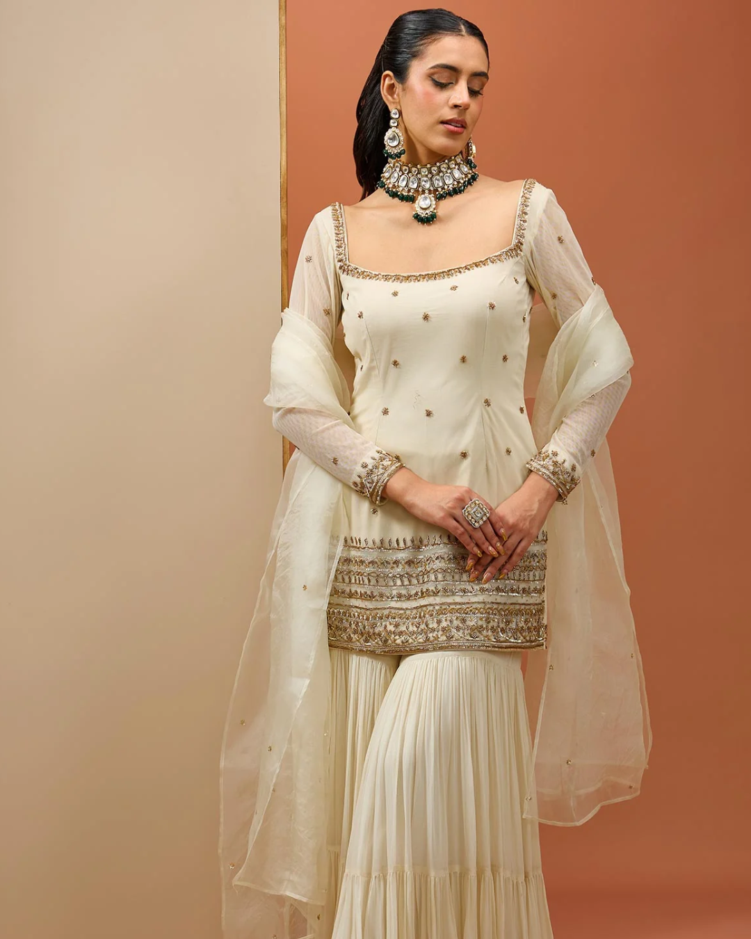 Esha Koul - Offwhite Kurta Set From Noor