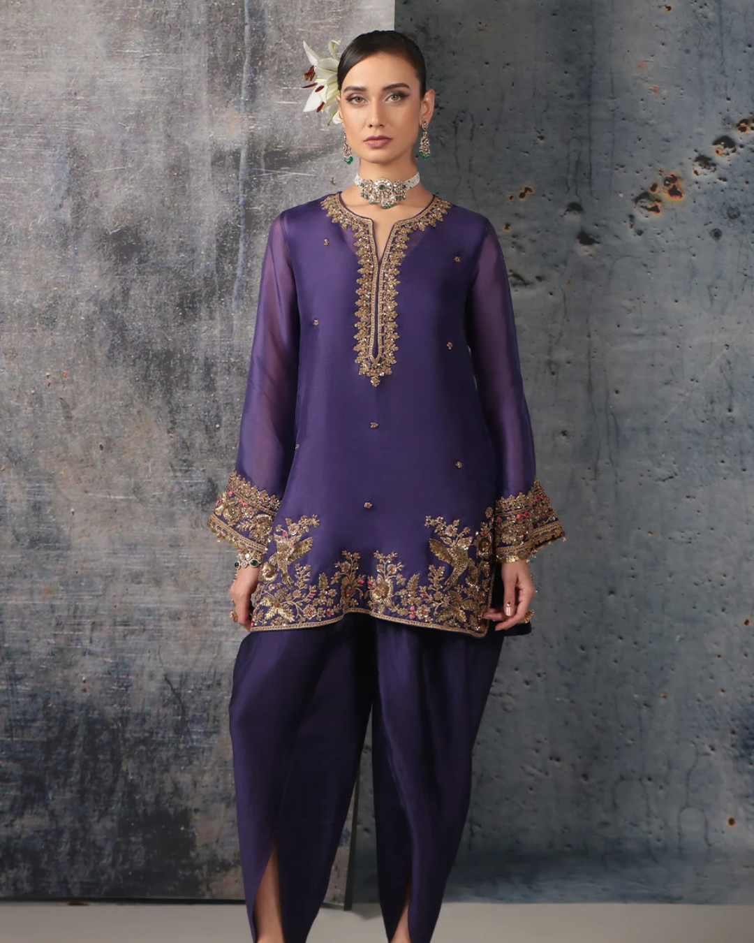 Niti Bothra - Zar-Rang Purple Heavy Short Kurta Set