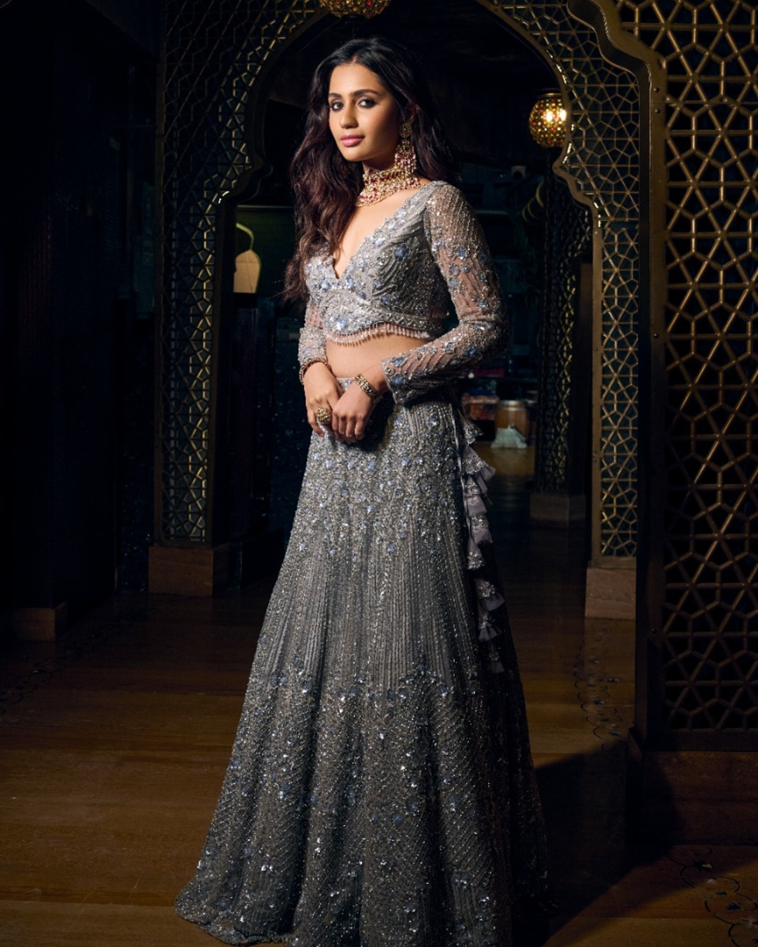 Isa by Dolly Wahal - Ash Grey Lehenga Set From Athena