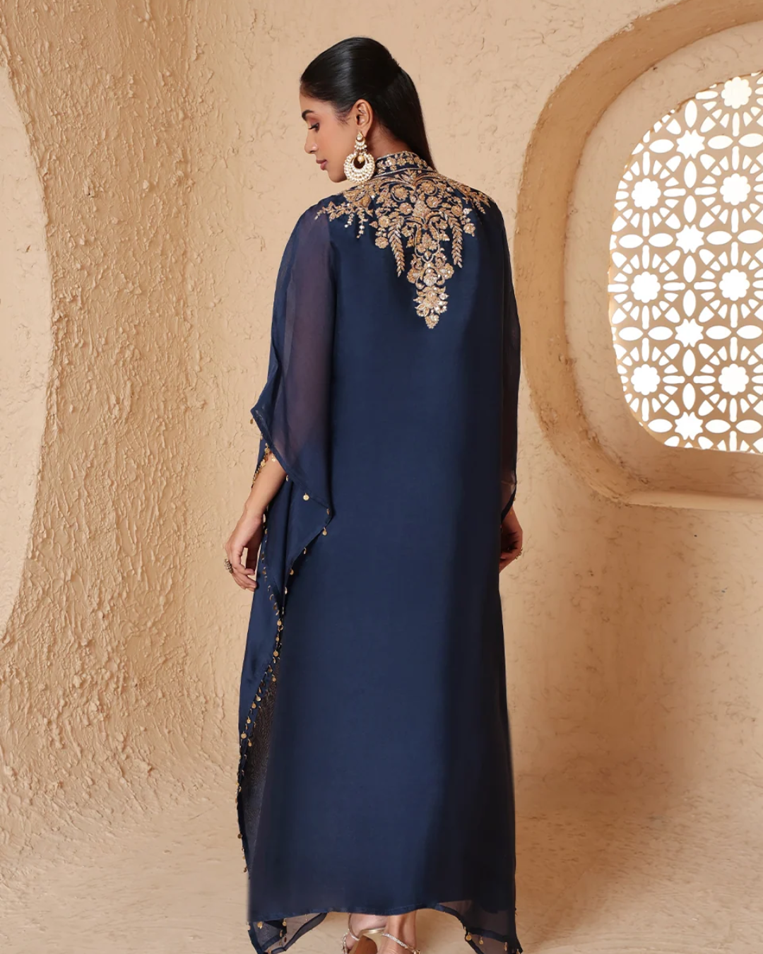 Niti Bothra - Zar-Rang Blue Heavy Kaftan Set