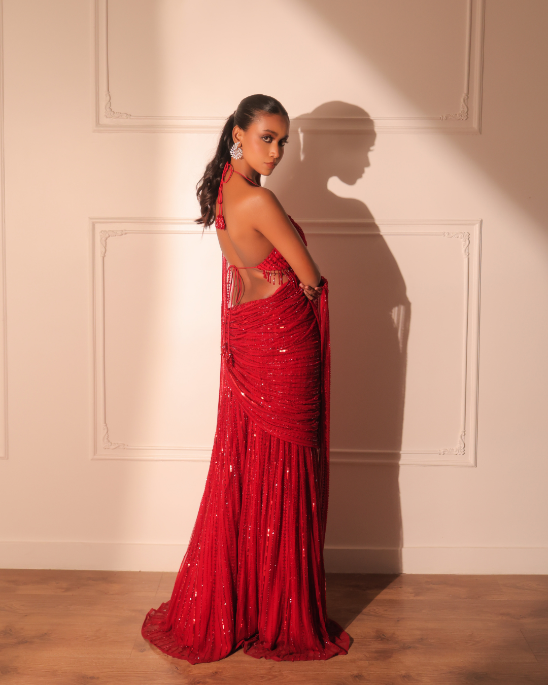 Sonali Bansal - Red cocktail sharara saree set From Banno Ki Saheli