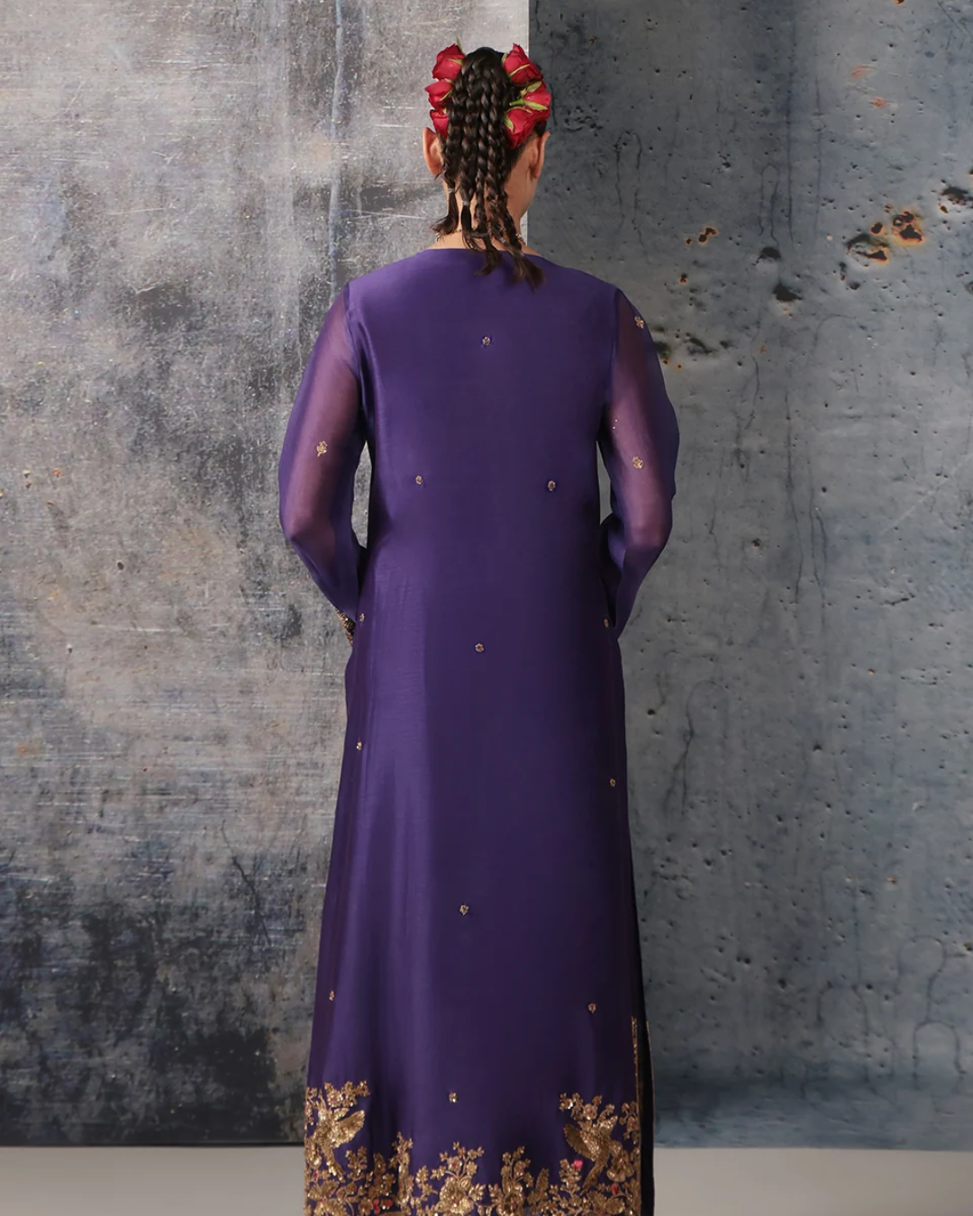 Niti Bothra - Zar-Rang Purple Straight Long Kurta Set