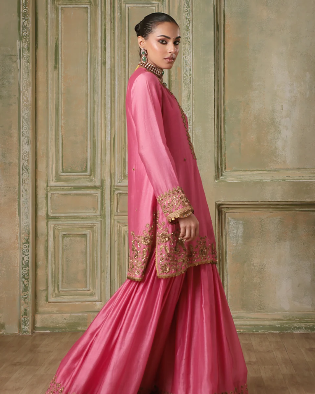 Niti Bothra - Zar-Rang Pink Heavy Sharara Set