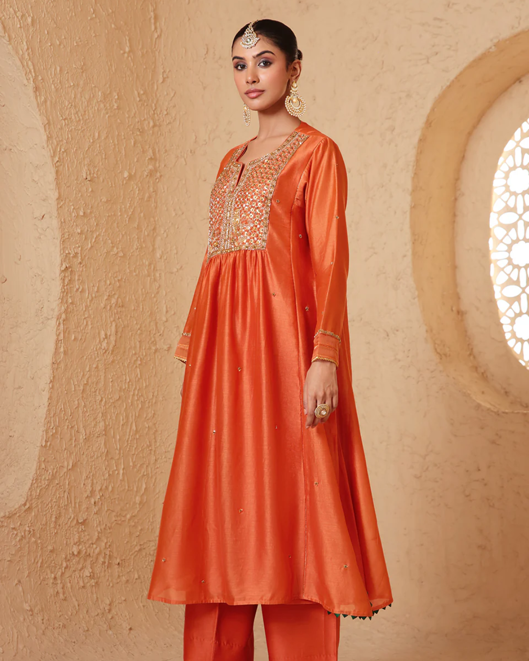 Niti Bothra - Mehrang Orange Frockstyle Kurta Set