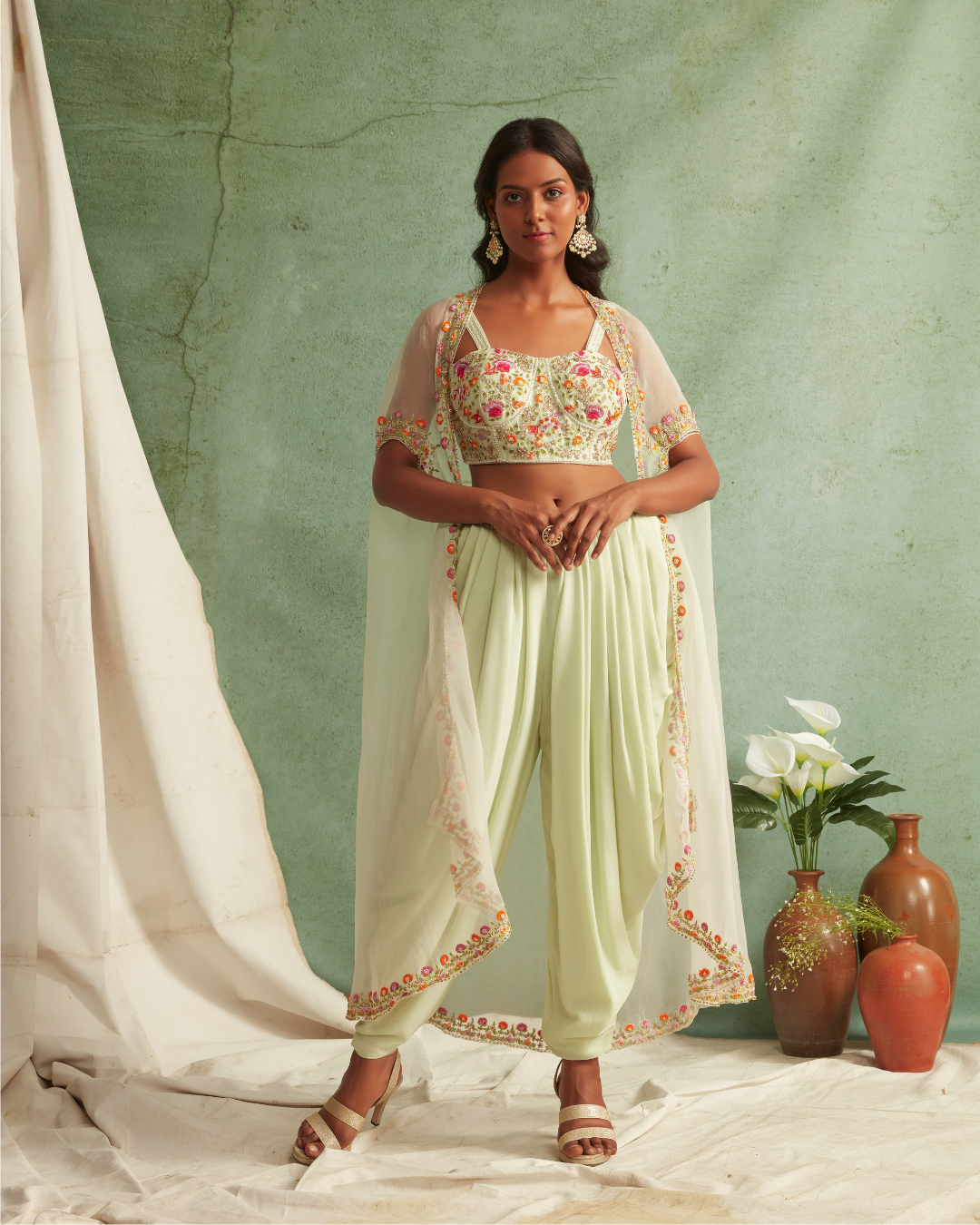 Priyanka Jain - Dhoti Pants With Crop Top And Cape From Love Of Tomorrow