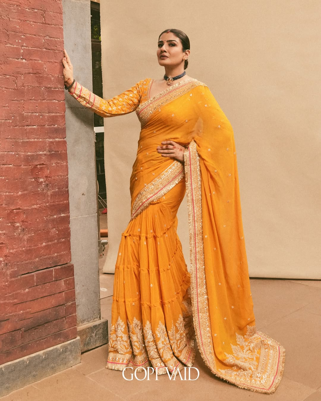 Gopi Vaid - Raveena Tandon in Dilruba Saree Set From Nizaam