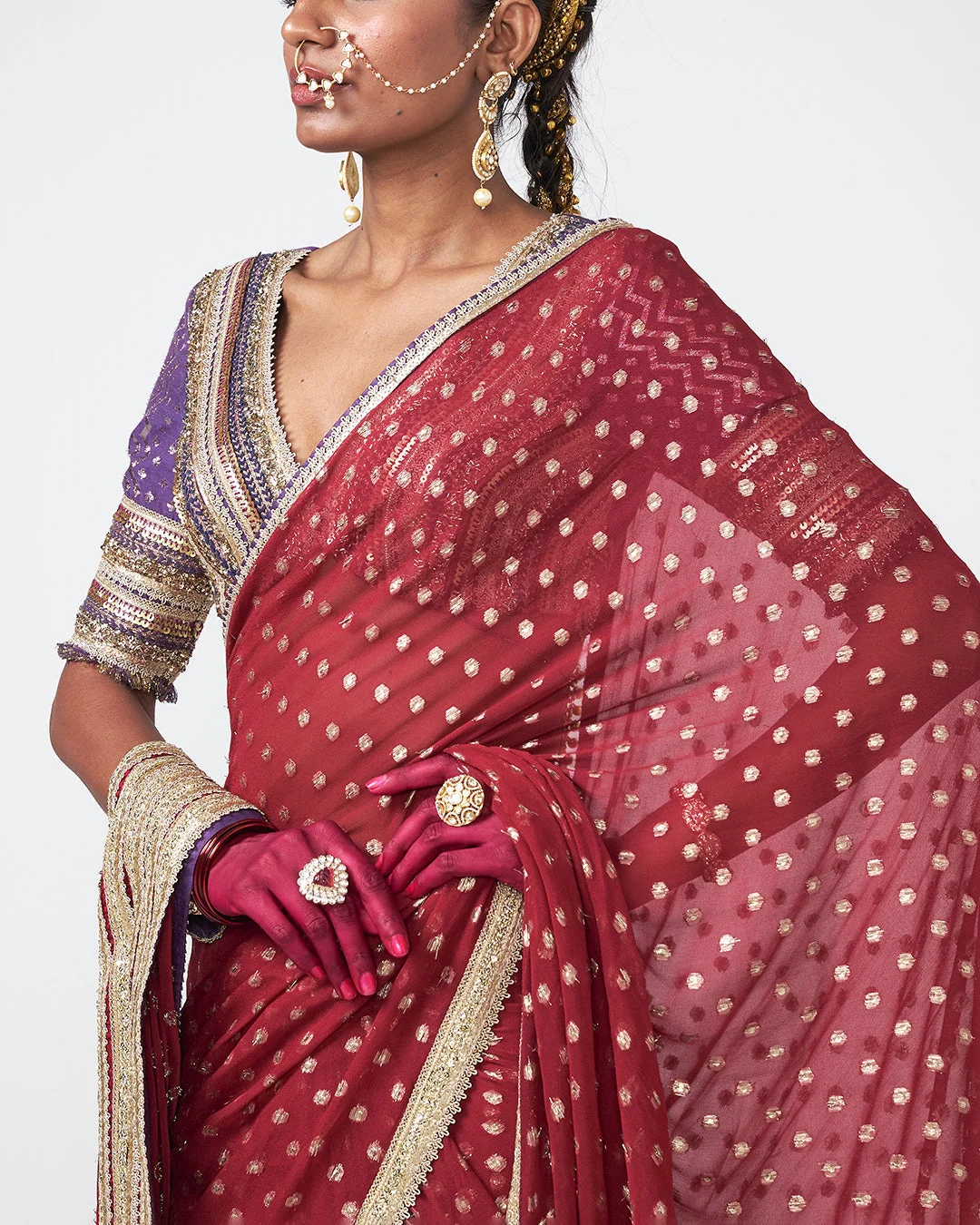 Rishi and Vibhuti - Cherry Dewk Saree From Gulon Ke Rang