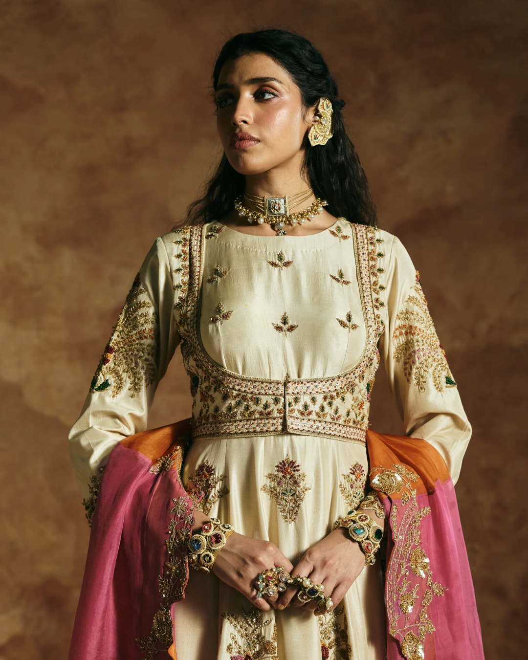 Aman Takyar - Ivory Anarkali Set From Today's Sindh