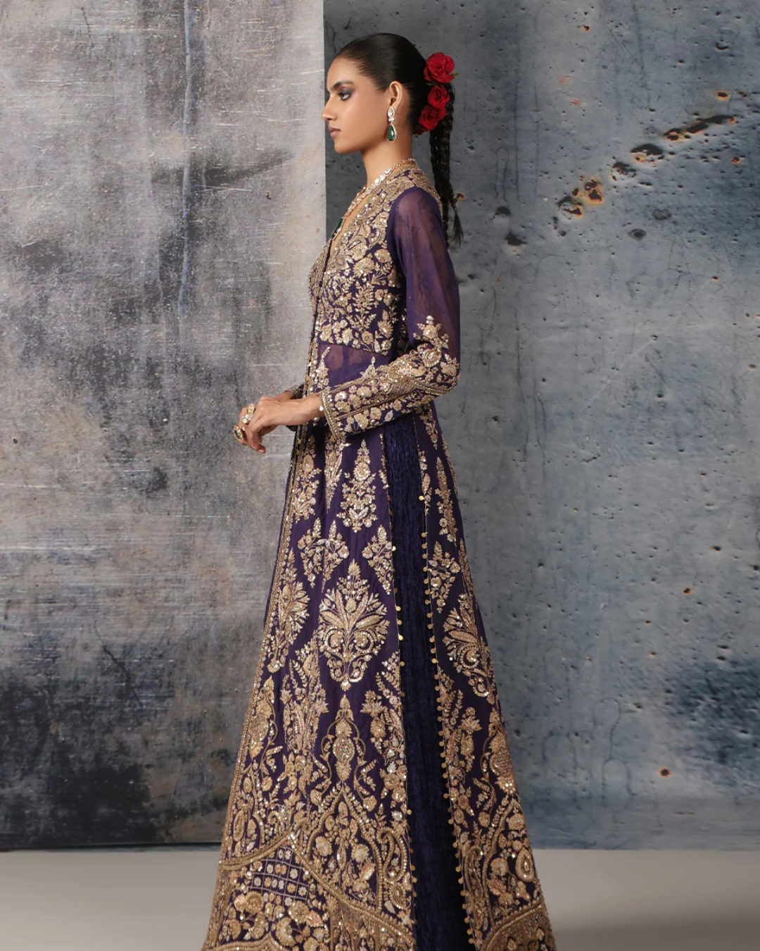 Niti Bothra - Zar-Rang Purple Jacket Lehenga Set