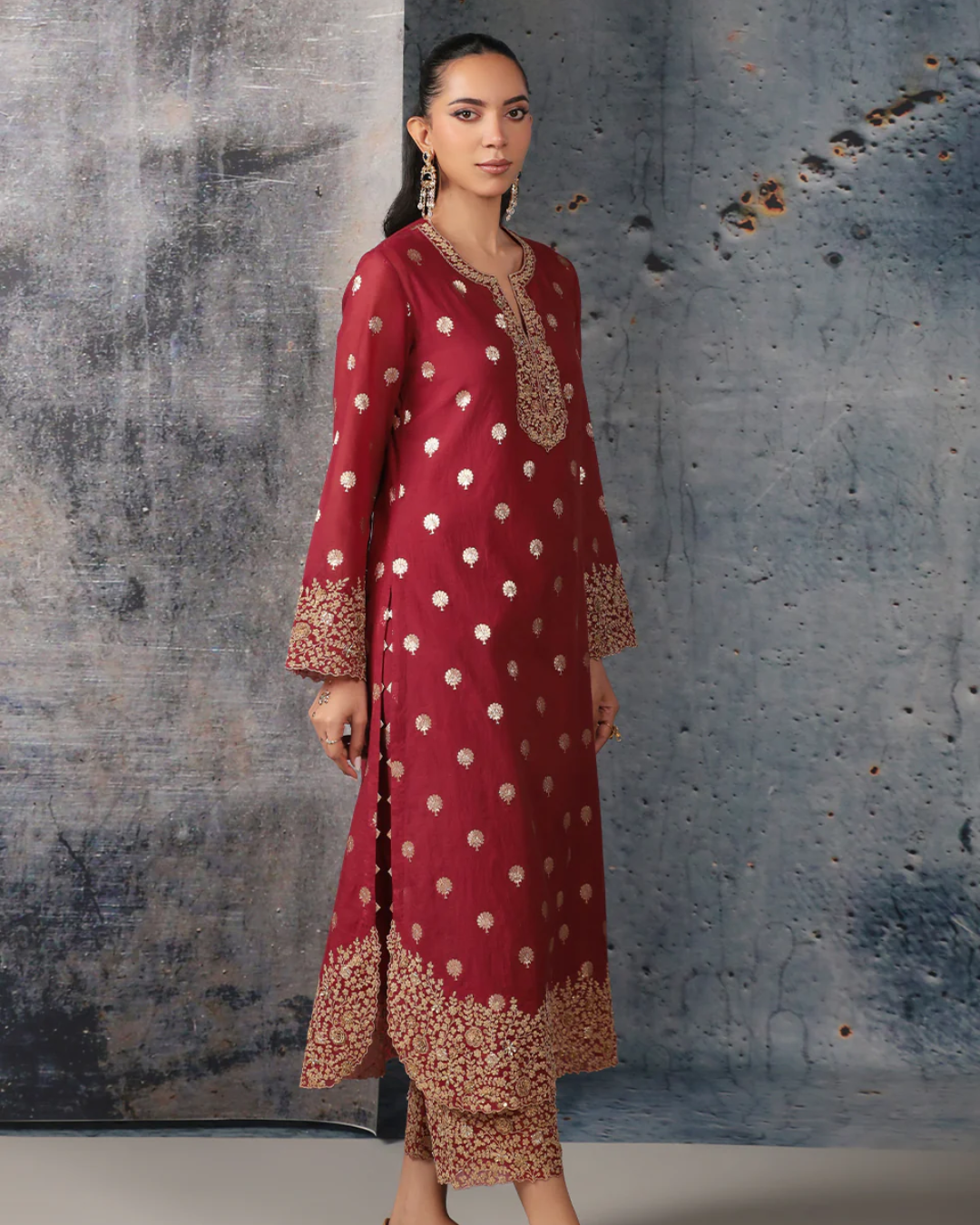 Niti Bothra - Mehrang Maroon Farshi Kurta Set