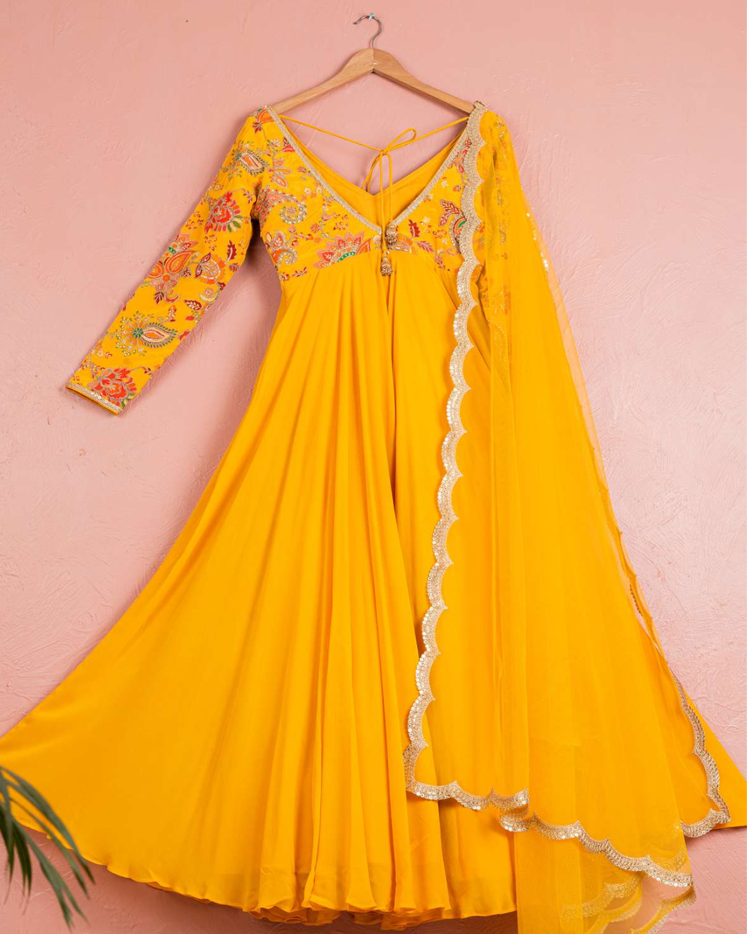 Anisha Shetty - Yellow Bloom Printed Anarkali Set
